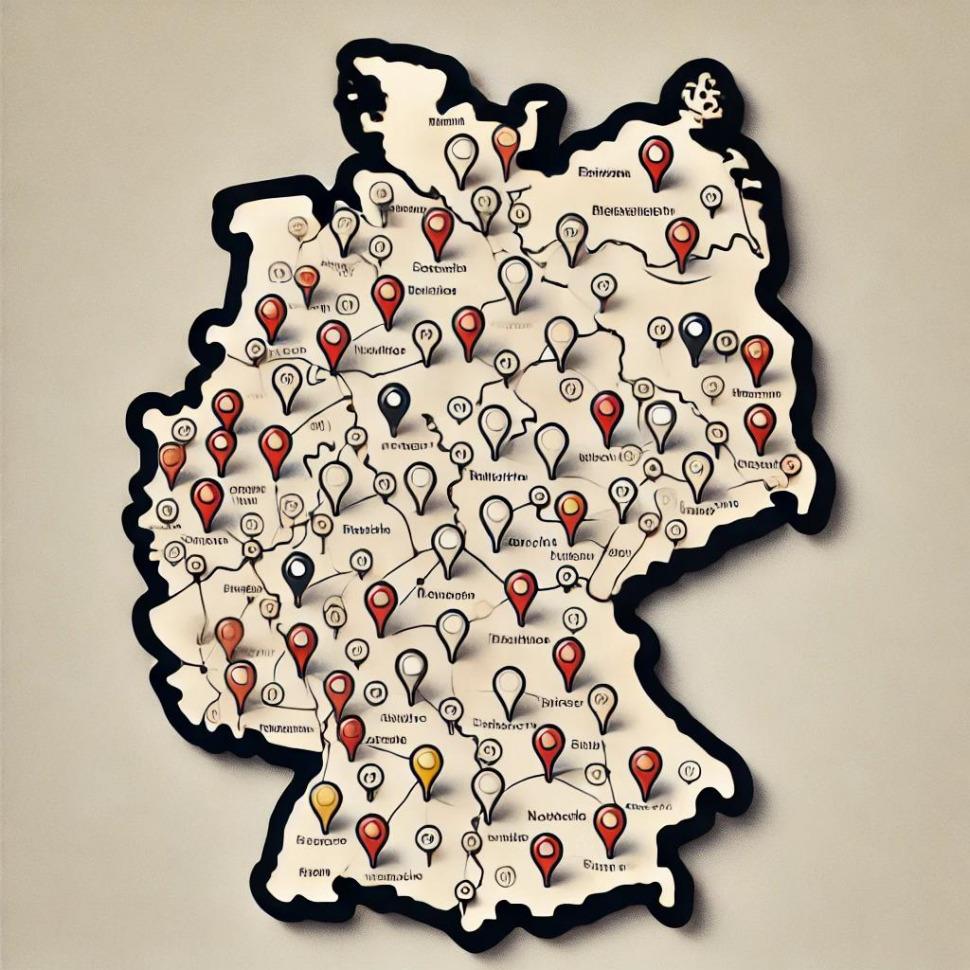 Deutschland Spritpreisvergleich und tanken Deutschlandkarte mit eingezeichneten Tankstellen